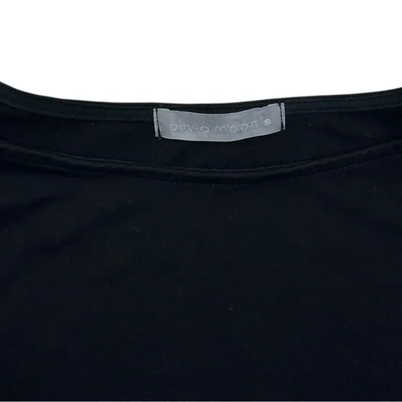 Olivia Moon Black Women's Cold Shoulder Top Flutter Sleeves - Size Medium - Picture 2 of 5